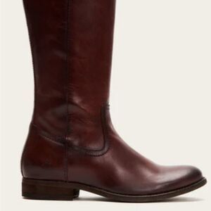 FRYE Brown Leather Calf High Zipper Boots Size 7